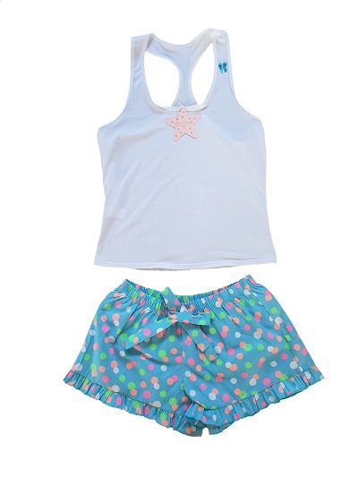 Pijama short turqueza lunares varios colores