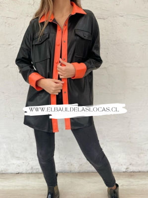 Chaqueta Ecocuero Naranja